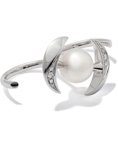 Tasaki 18kt White Gold Atelier Buoy Double Finger South Sea Pearl Ring - Metallic