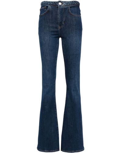 FRAME Le High Braided-waist Flared Jeans - Blue