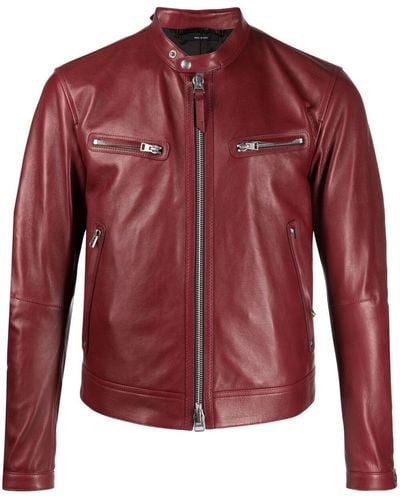 Tom Ford Leather Biker Jacket - Red