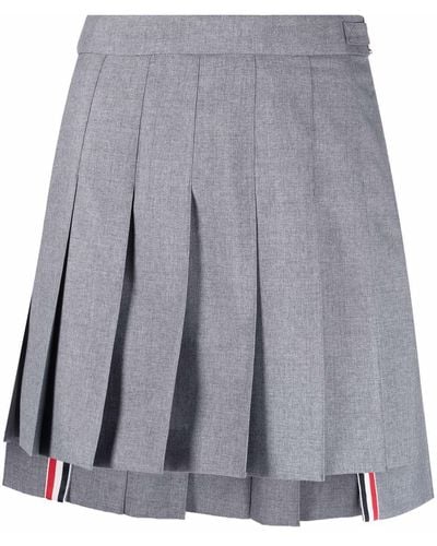 Thom Browne Rwb Pleated Mini Skirt - Gray