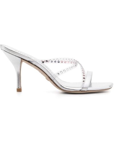 Stuart Weitzman Strapeze 85mm Crystal-embellished Sandals - White