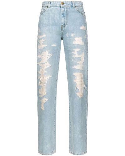 Pinko Gerade Jeans im Distressed-Look - Blau
