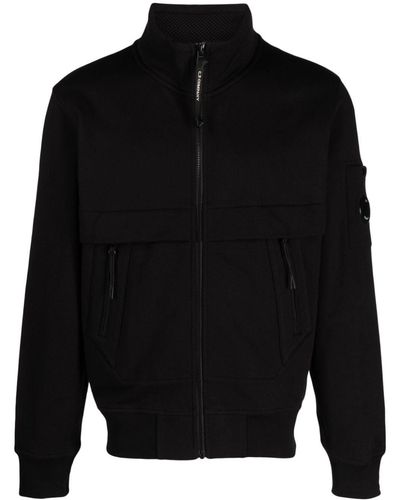 C.P. Company Logo-patch Zip-up Sweatshirt - Black