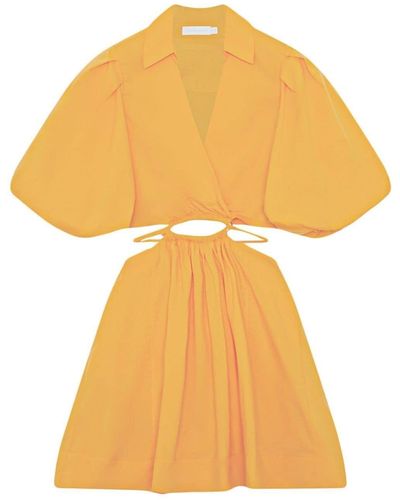 Jonathan Simkhai Aulora Cutout Poplin Minidress - Yellow