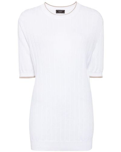 Peserico T-Shirt aus geripptem Strick - Weiß