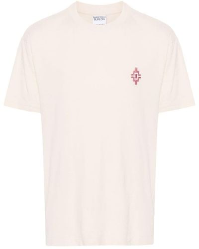 Marcelo Burlon T-Shirt mit Graffiti Cross-Stickerei - Pink