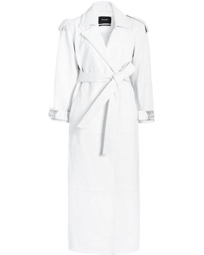 retroféte Belted Snakeskin Trench Coat - White