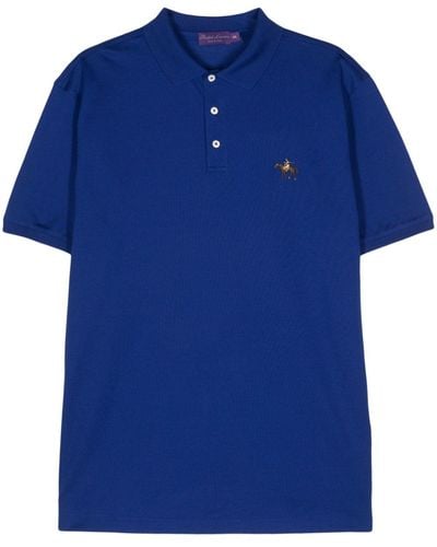 Ralph Lauren Purple Label Standing Horse-embroidered Polo Shirt - Blue