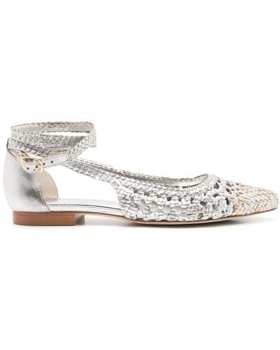 Sarah Chofakian Bistrot Leather Ballerina Shoes - White
