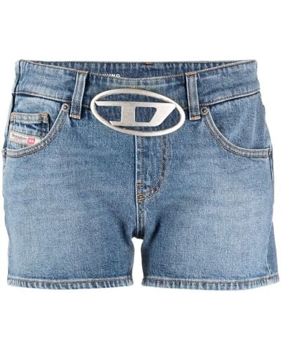DIESEL Jeans-Shorts mit Logo-Schild - Blau