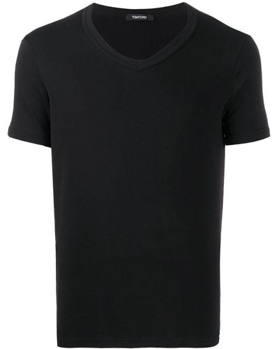 Tom Ford T-Shirt mit V-Ausschnitt - Schwarz