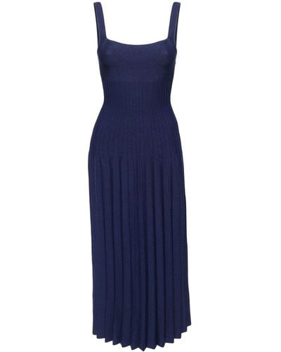 STAUD Ellison Pleated Midi Dress - Blue