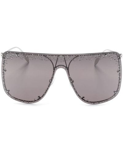 Alexander McQueen Studs Mask Navigator-frame Sunglasses - Grey