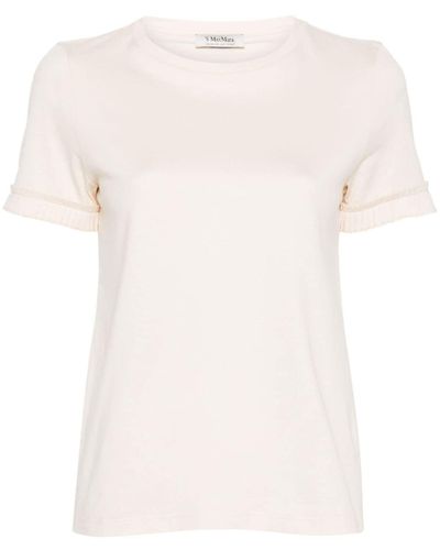Max Mara Pleat-detail Cotton T-shirt - Natural