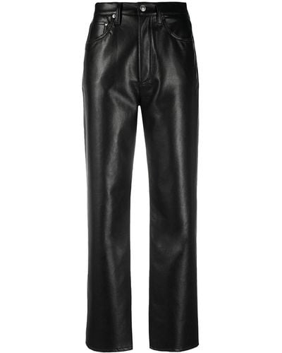 Agolde Pantalon en cuir recyclé à taille haute - Noir