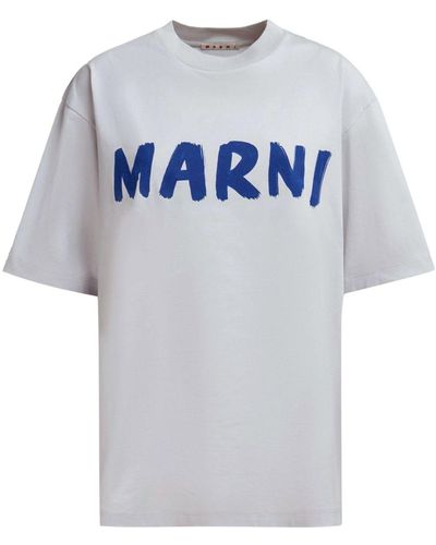 Marni Logo Print Cotton T-shirt - Grey