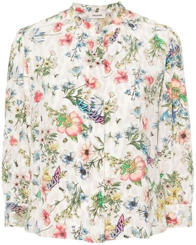 Zadig & Voltaire Floral-print Silk Blouse - Gray
