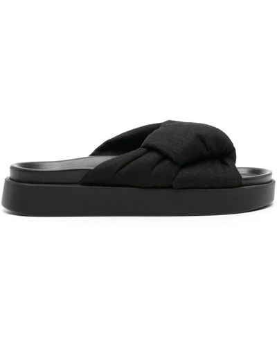 Inuikii Knoted Linen Slides - Black