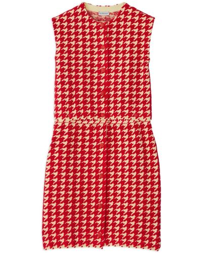 Burberry Houndstooth-pattern Sleeveless Dress - Red