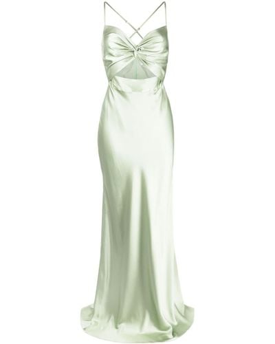 Michelle Mason Twisted-bodice Silk Gown - Green