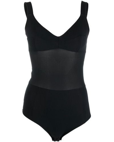 Murmur Transparent-panel Sleeveless Bodysuit - Black