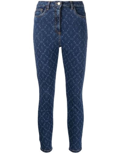 Elisabetta Franchi Skinny-Jeans mit Monogramm - Blau