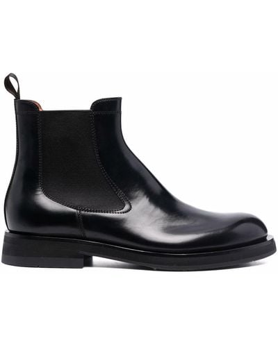 Santoni Double-buckle Leather Boots - Black
