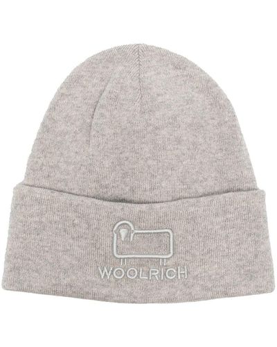 Woolrich Embroidered-logo Beanie Hat - Gray