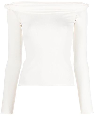 Blumarine Off-shoulder Fine-knit Top - White