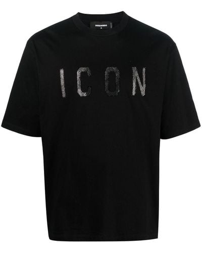 DSquared² Icon-print Cotton T-shirt - Zwart