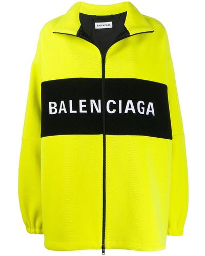 Balenciaga Oversized Zipped Logo Jacket - Yellow