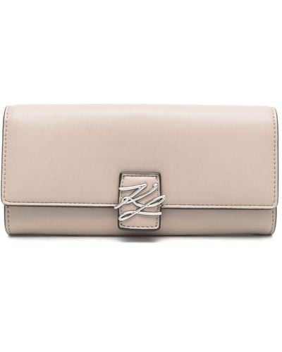 Karl Lagerfeld Recycled Polyester-blend Logo-plaque Wallet - Natural