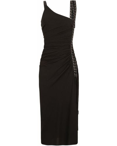 Dolce & Gabbana Mouwloze Midi-jurk Met Veters - Zwart
