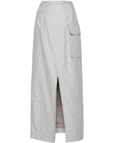 Remain Front-slit Maxi Skirt - Gray