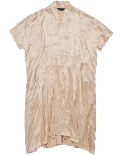 Balenciaga Kleid mit Bal Paris Allover-Print - Natur