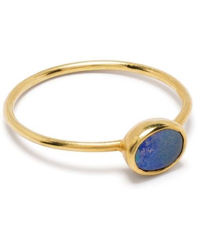Pippa Small 18kt Yellow Gold Round Opal Ring - Multicolour