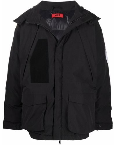 424 Padded Hooded Coat - Black