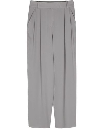 Giorgio Armani Silk-georgette Tailored Trousers - Grey