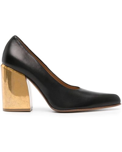 Dries Van Noten 110mm Metallic-heel Court Shoes - Black