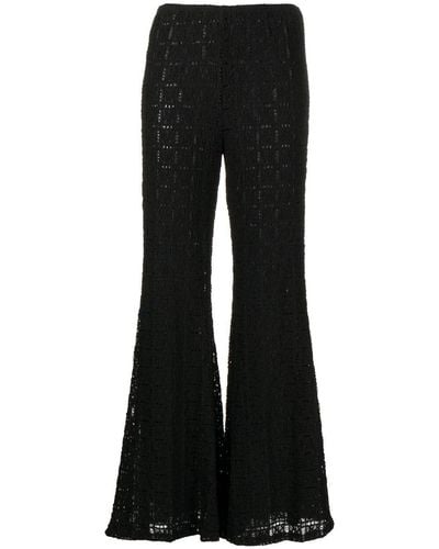 Anna Sui Pantalon évasé à design en crochet - Noir