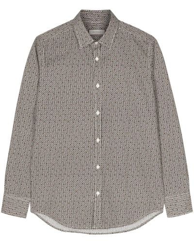 Canali Graphic-print Cotton Shirt - Grey