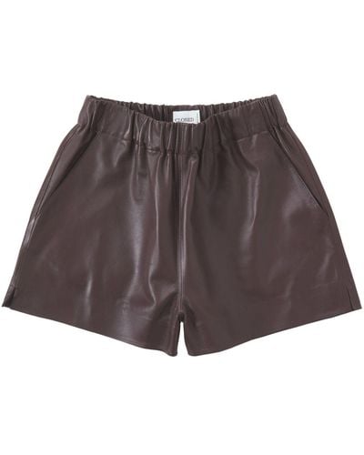 Closed Elasticated-waist Leather Shorts - Brown