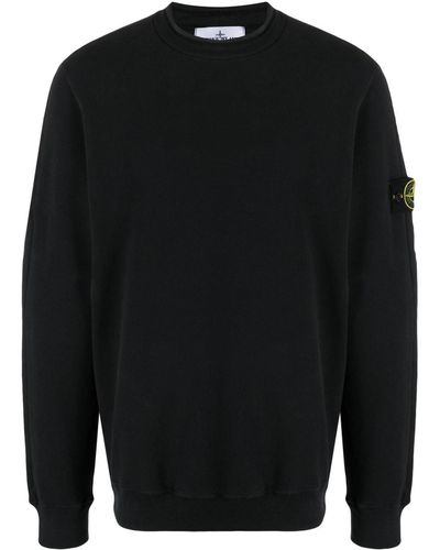 Stone Island Compass Patch Sweatshirt Met Ronde Hals In Zwart