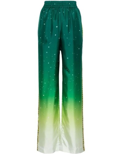 Casablancabrand Joyaux D'afrique Silk Trousers - Green