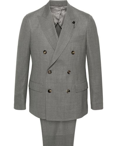 Lardini Double-breasted Wool Suit - Grey