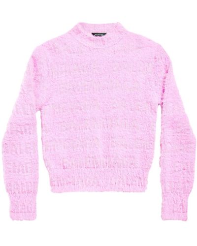 Balenciaga Bal Horizontal Furry Jumper - Pink