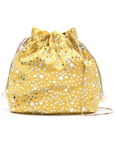 Rosantica Selene Illusione Satin Bucket Bag - Yellow
