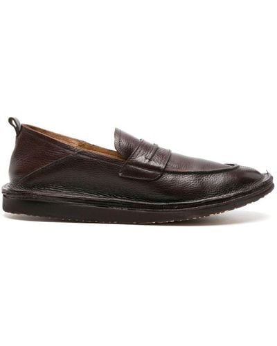 Moma Grained-leather Penny Loafers - Brown