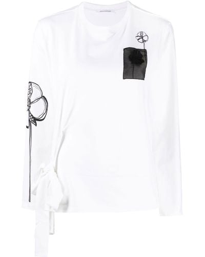 Cecilie Bahnsen Floral-print Long-sleeve T-shirt - White