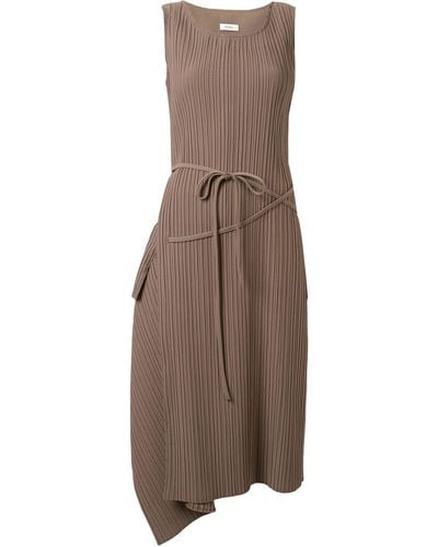 Goen.J Asymmetric Drape Shift Dress - Brown